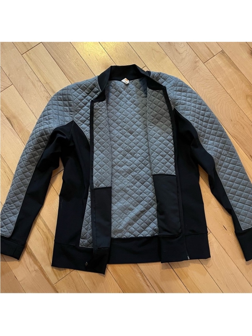 Lucy Gray and Black Quilted Athletic Jacket size medium zip front - Picture 6 of 9